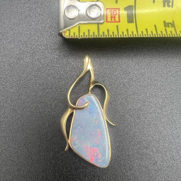 Natural Australian Black Opal Pendant set in 14K Gold, Stunning Rare Opal Pendan - Picture 4 of 8